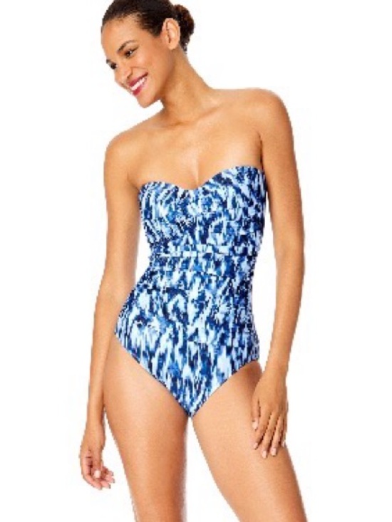 Anne Cole Other - NWOT sz 14 Anne Cole Strapless Blue Ikat-Print One-Piece Swimsuit
